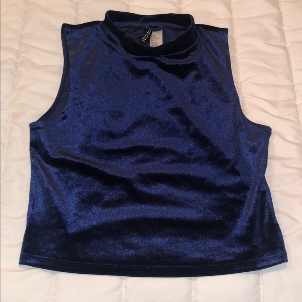 High neck Velvet Top